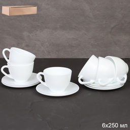 Чайный набор 12 предметов 250 мл белый Новый картон / GB220/GD55-6A (WHITE ) /уп.8/