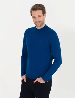 _ndigo Slim Fit Bato Yaka Y_n Kar___ml_ Basic Triko Kazak - Pierre cardin фото 3