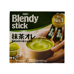 Растворимый зеленый чай с молоком и сахаром Blendy Stick AGF, Япония, 175 г (18 саше) Акция