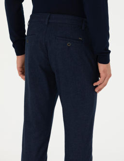 Lacivert Slim Fit Beli Lastikli Kanvas Pantolon