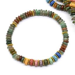 Браслет из авантюрина диски 6*2мм со вставками из лавы, 16см