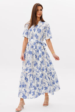 Платье Lars Style 1099 молочно-голубой принт