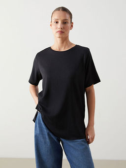 Bisiklet Yaka D?z Kad?n Ti??rt