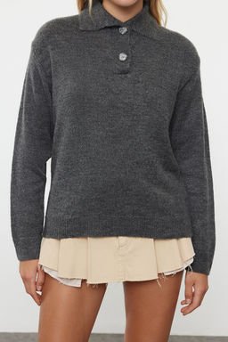 Vizon More Sustainable Yumusak Dokulu Genis Kal?p Polo Yaka Triko Kazak TWOAW25KZ00308 - Trendyolmilla фото 8