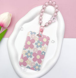 Футляр для карт с браслетом ПО ПЛАНУ. "Floral tenderness ", pink