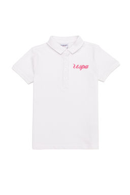 Белая базовая футболка с воротником-поло для девочек Неожиданная скидка в корзине