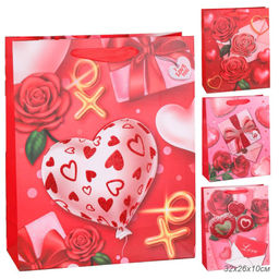 Цена за 12 шт. Пакет подарочный 32x26x10 / 1313M /уп 12/480/Сердце