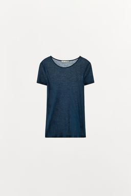 CAMISETA LISA MEZCLA LANA / Azul - Zara фото 4