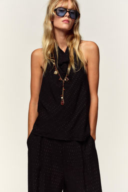METALLIC THREAD HALTER TOP - Zara фото 2