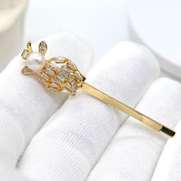 Заколка для волос с жемчугом 12*60мм