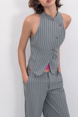 CHALECO CRUZADO RAYAS / Azul / Gris - Zara фото 4