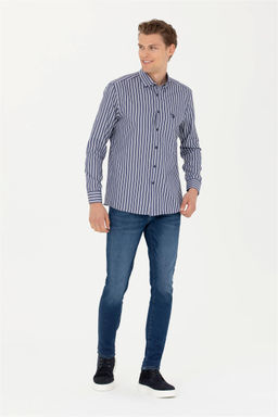 Мужская темно-синяя рубашка с длинным рукавом - U.s. polo assn фото 4