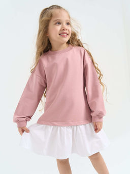 Платье с хлопковой юбкой "Дымчатая роза"