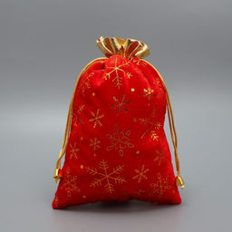 Цена за 5 шт. Мешочек подарочный Новогодний уют, снежинки, тиснение, 16 х 24 см