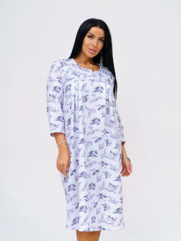 Ночная сорочка женская, цвет белый фиолетовый