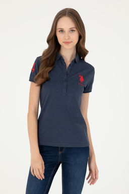 Женская темно-синяя базовая футболка Неожиданная скидка в корзине