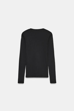 RIBBED T-SHIRT WITH BUTTONS - Zara фото 6