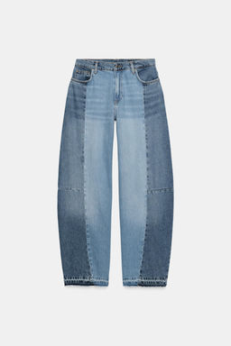 JEANS ZW COLLECTION BARREL PATCHWORK TIRO MEDIO / Azul - Zara фото 5