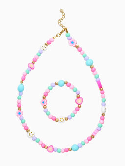 Цена за 2 шт. Набор детский "Выбражулька" 2 пред-а: бусы, браслет, смайл, цветной