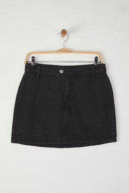 Siyah More Sustainable Yuksek Bel Mini Denim Sort Etek TWOSS25SR00079