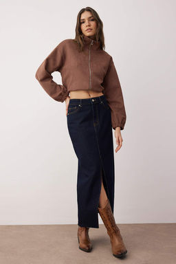 TRENDYOLMILLA Siyah More Sustainable Y?rtmacl? Maxi Denim Etek TWOSS23ET00290 фото 19