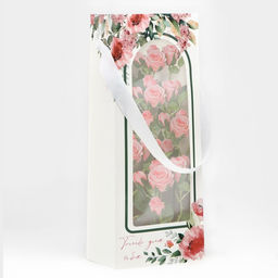 Цена за 5 шт. Пакет-переноска для цветов с пластиковым окном, «Только для тебя», белая, 30 х 12 х 8 см