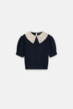 SHORT SLEEVE CROCHET KNIT JUMPER - Zara фото 5