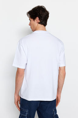 TRENDYOL MAN Beyaz Oversize/Genis Kesim K?sa Kol Manzara Bask?l? T-Shirt TMNSS23TS00242 - Trendyolmilla фото 2