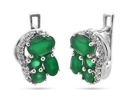 Серьги из серебра зеленый агат, Джанис
