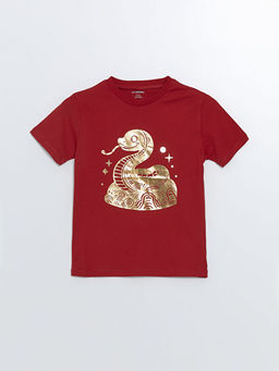 Bisiklet Yaka K?sa Kollu Bask?l? Erkek Bebek Ti??rt