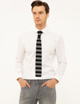 Beyaz Slim Fit Uzun Kollu Basic G_mlek