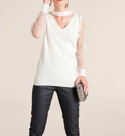 Пуловер, экрю