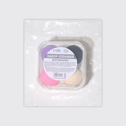 Спонжи для макияжа, набор - 4 шт., увеличиваются при намокании, разноцветные