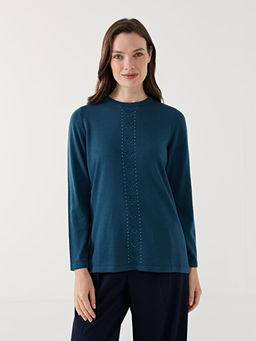 Bisiklet Yaka Ta?l? Kad?n Triko Kazak