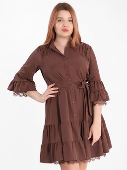 Шоколадное платье большого размера - Almond фото 4