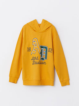 Kap??onlu Bask?l? Uzun Kollu Erkek ?ocuk Sweatshirt ve E?ofman Alt? - Waikiki фото 2