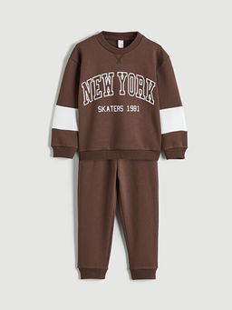 Bask?l? Erkek ?ocuk Sweatshirt ve E?ofman Alt?