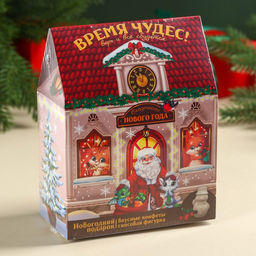 Новогодний подарок, сладкий, детский Время чудес, шоколадные конфеты + гипсовая фигурка, 500 г.