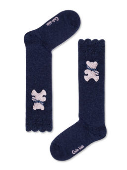 Цена за 2 пары CONTE-KIDS Удлиненные носки TIP-TOP из хлопка с декоративной игрушкой т.синий
