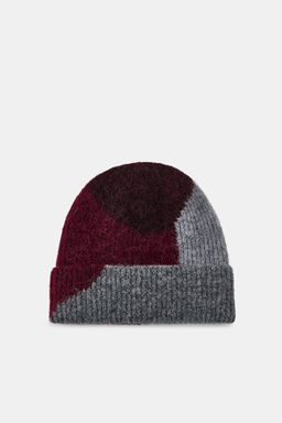 GORRO BEANIE PUNTO ESTAMPADO / Burgundy