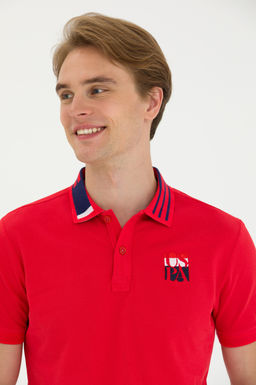 Мужская красная футболка с воротником-поло - U.s. polo assn фото 3