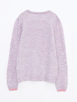 Bisiklet Yaka Desenli Uzun Kollu K?z ?ocuk Triko Kazak - Waikiki фото 2