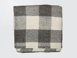 Плед п/шерсть 50% ОП-400 140*200 клетка цв. серый (Россия