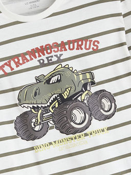 Bisiklet Yaka Bask?l? Erkek ?ocuk Sweatshirt ve E?ofman Alt 2li