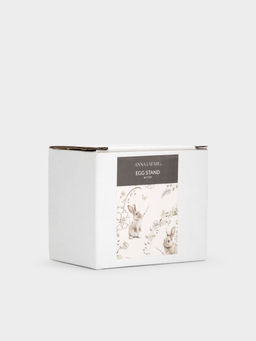 Подставка для яйца, 7 см, керамика, молочно-золотистая, Кролик с цветком, White Rabbit