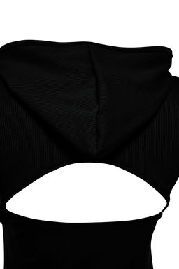Trendyolmilla Siyah Fitilli Basparmak ve S?rt? Pencere/Cut Out Detayl? Orme Spor Ust/Bluz THMAW24BZ00004  фото 7