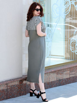 Платье летнее длинное больших размеров со стразами - Almond фото 5