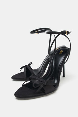 SANDALIA TAC?N TIRAS SATINADA / Negro - Zara фото 4