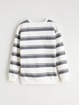 Bisiklet Yaka ?izgili Erkek ?ocuk Sweatshirt