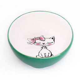 Блюдце керамическое Милая киса 200 мл 15.711.33.8 см, зеленая/белая - Пижон фото 6
